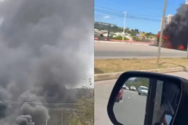 [Vídeo: Carreta pega fogo após explosão na Avenida Orlando Gomes, em Salvador]
