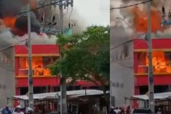 [Incêndio de grandes proporções atinge depósito de supermercado em Feira de Santana]