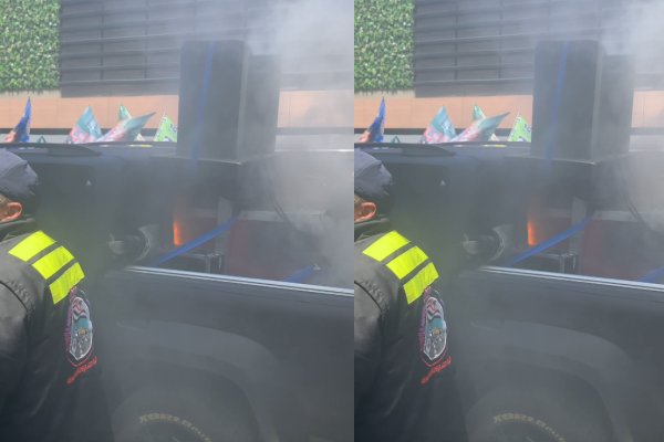 [Vídeo: Carro de som usado em campanha de Flávio e Tarcísio pega fogo em SP]