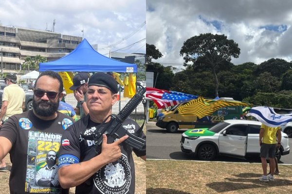 [Carreata pró-Flávio reúne fuzil e bandeiras dos EUA e Israel em Salvador]