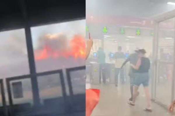 [Vídeo: Estação Águas Claras: incêndio em vegetação assusta passageiros do metrô de Salvador]