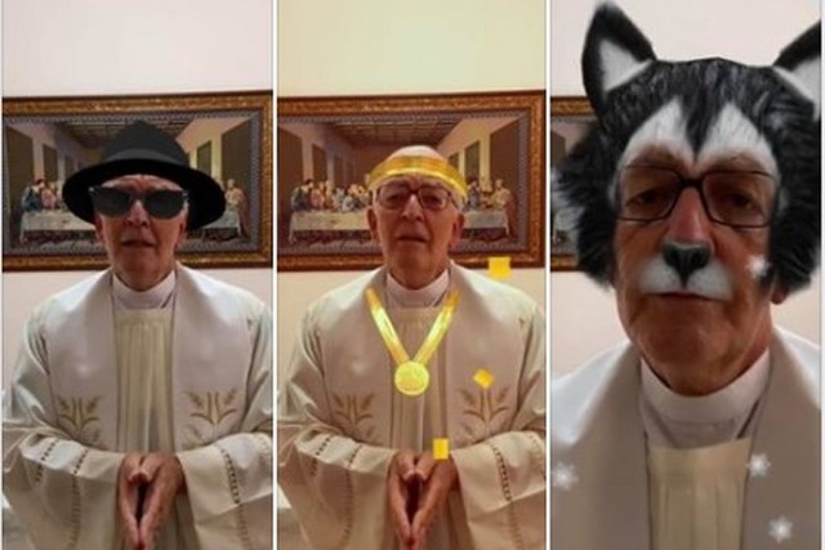 Padre faz transmissão ao vivo e vira meme com filtros de rede social: 'Acionei sem querer'