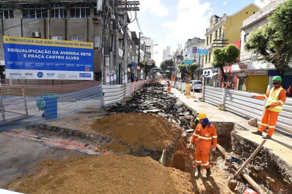 Trecho da Av. Sete, em Salvador, será interditado para dar continuidade às obras de requalificação