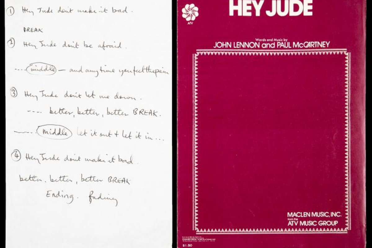 Venda de manuscrito da música 'Hey Jude, dos 'Beatles' bate recorde em leilão
