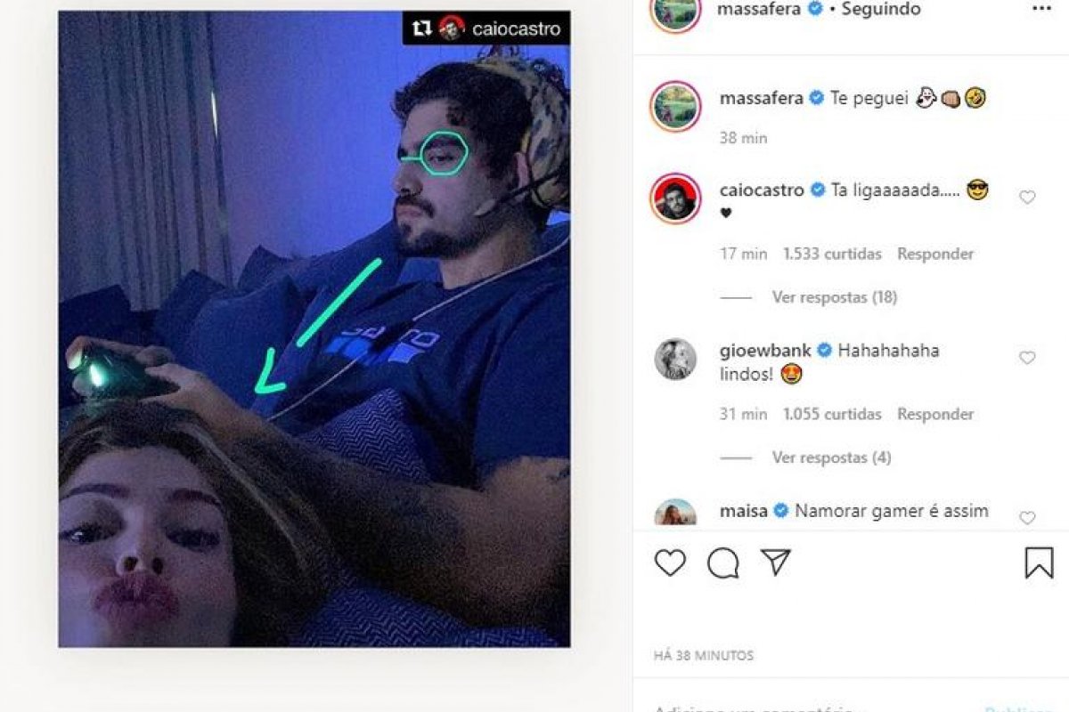 Grazi Massafera publica primeira foto com Caio Castro