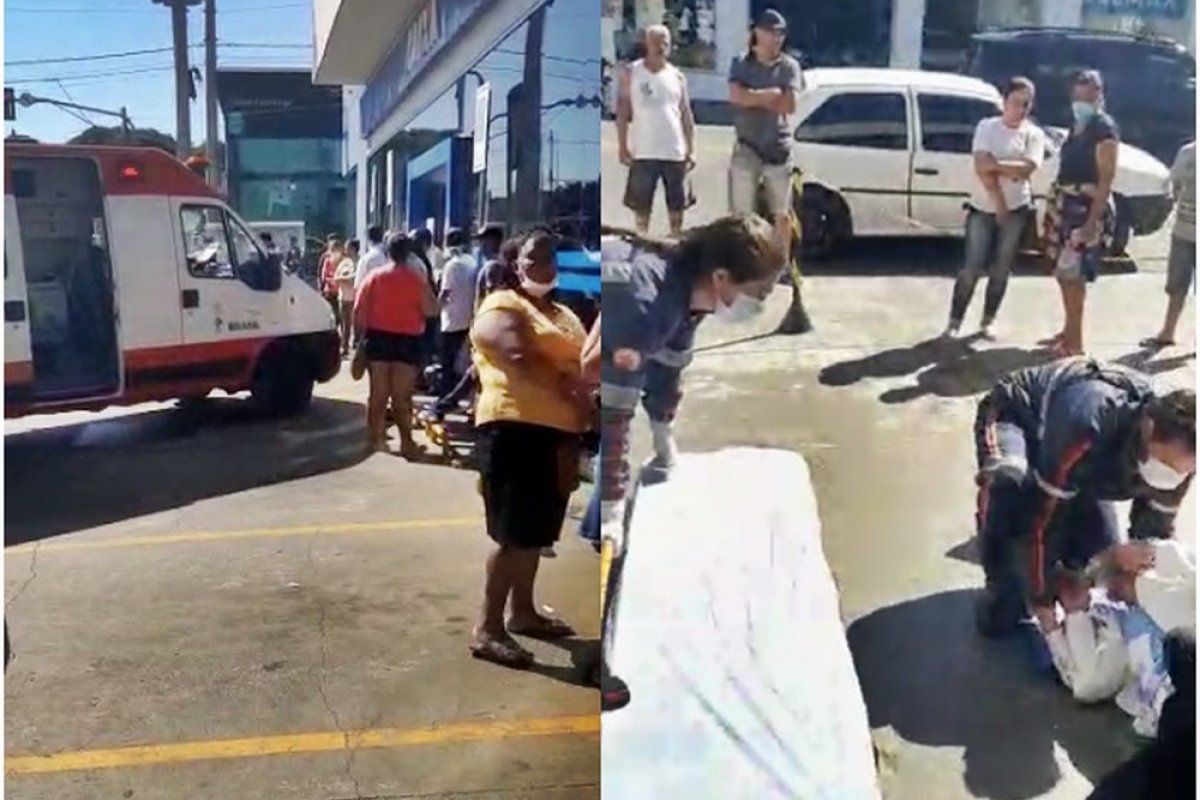 Pessoas formam aglomeração para sacar auxílio emergencial no interior de SP