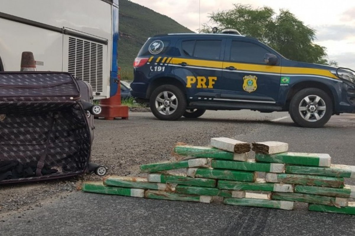 Casal é preso após ser flagrado com 17 kg de maconha durante viagem em ônibus de turismo na Bahia