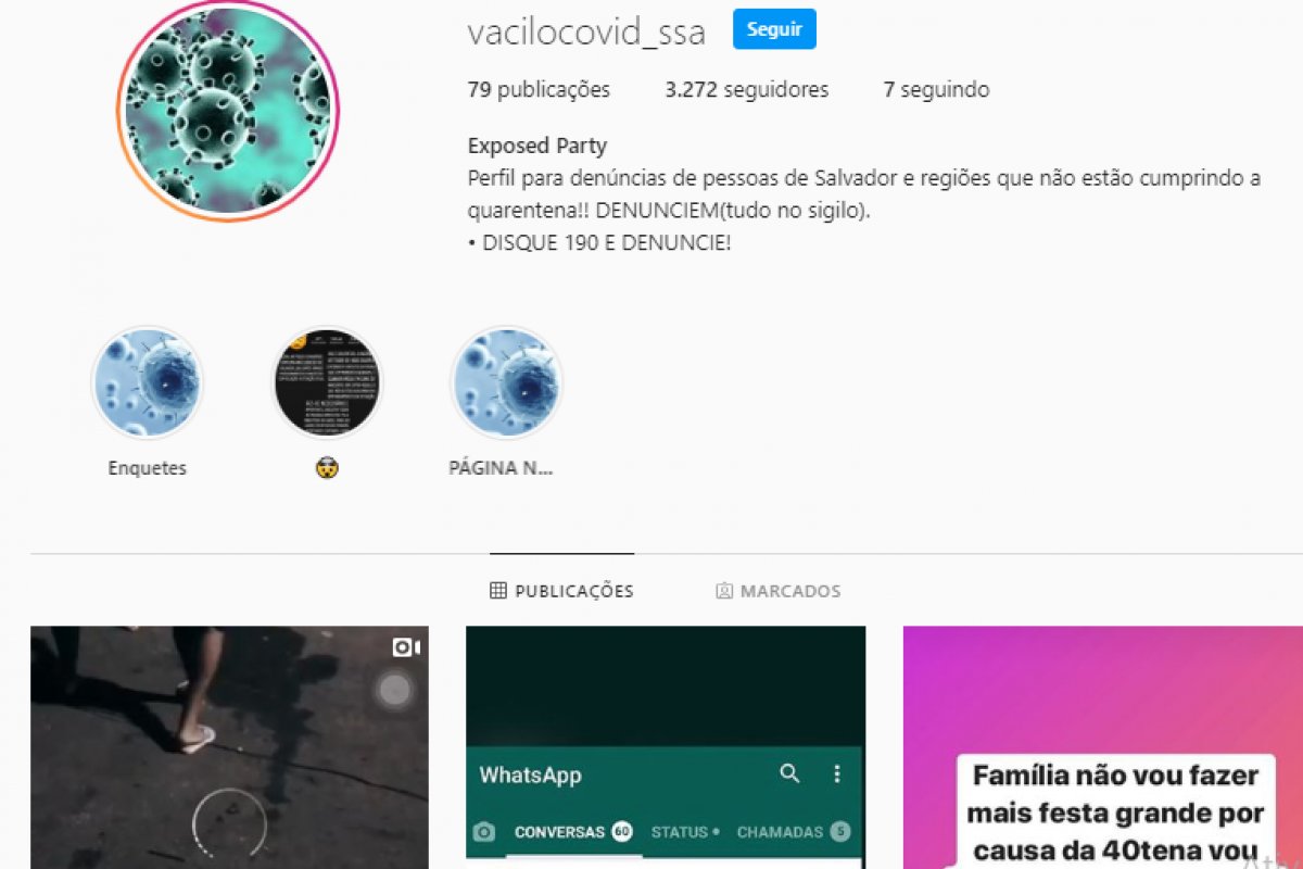 Perfil no instagram expõe moradores de Salvador que furam a quarentena