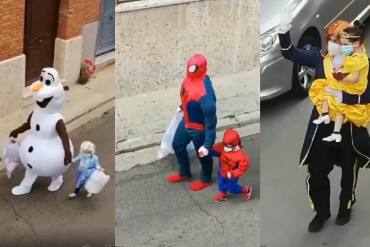 Pai e filha saem fantasiados para jogar o lixo durante pandemia e viralizam na internet