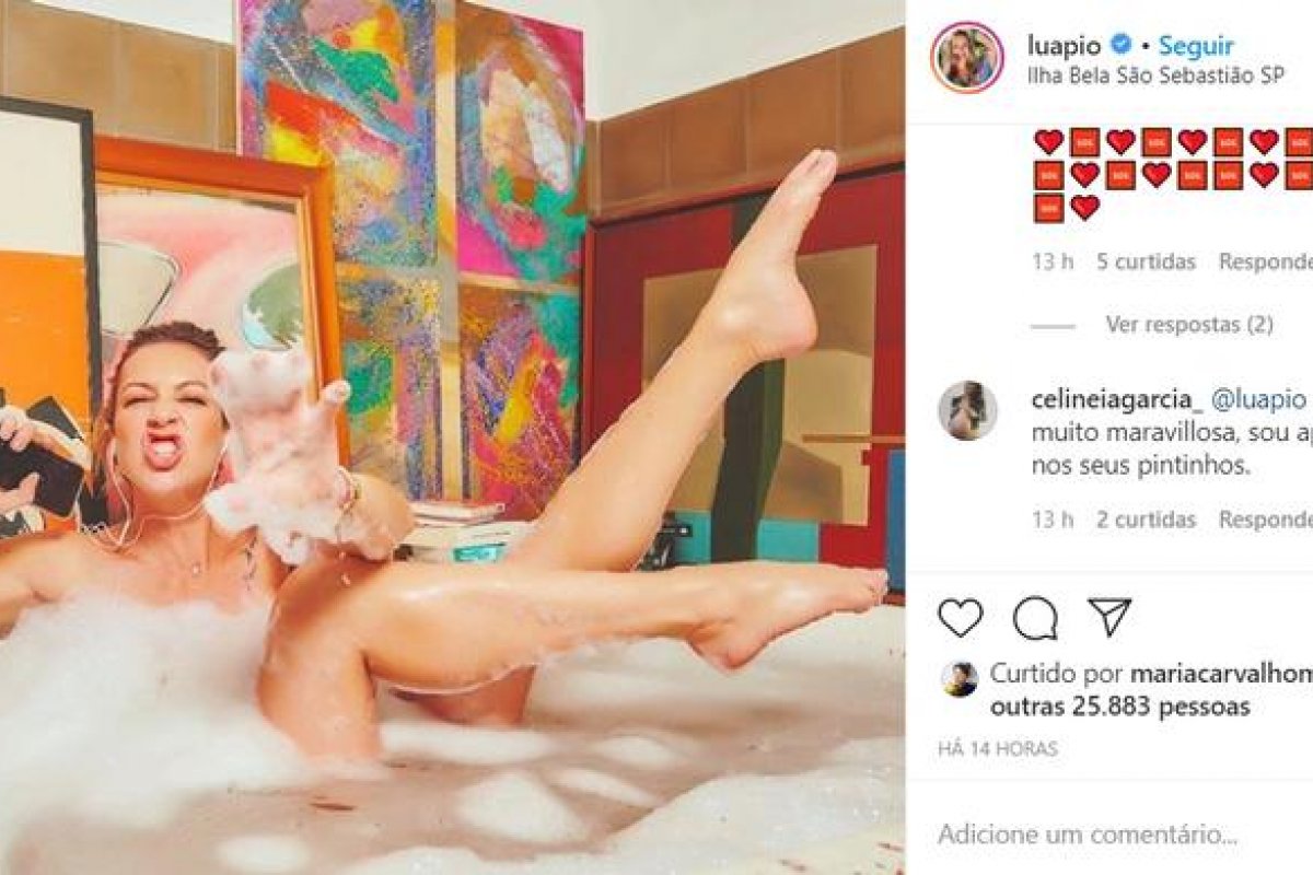 Sempre causando, Luana Piovani posa nua em banheira