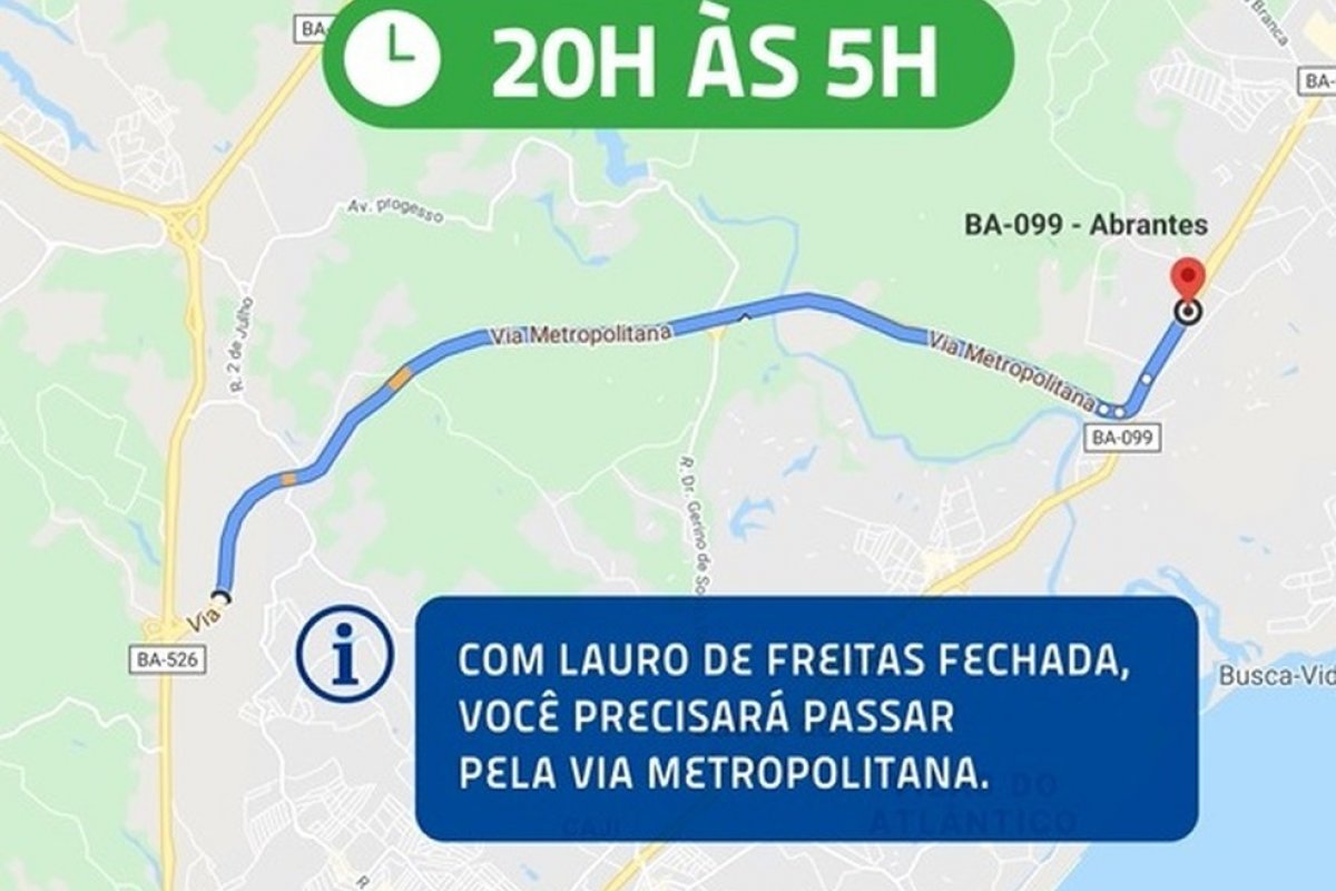 Trecho da Estrada do Coco é modificado após toque de recolher em Lauro de Freitas