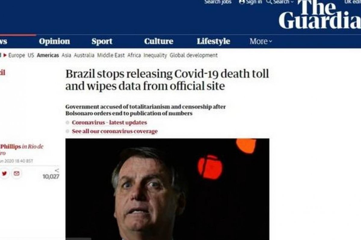 Brasil chama atenção dos jornais internacionais após esconder dados sobre a covid-19