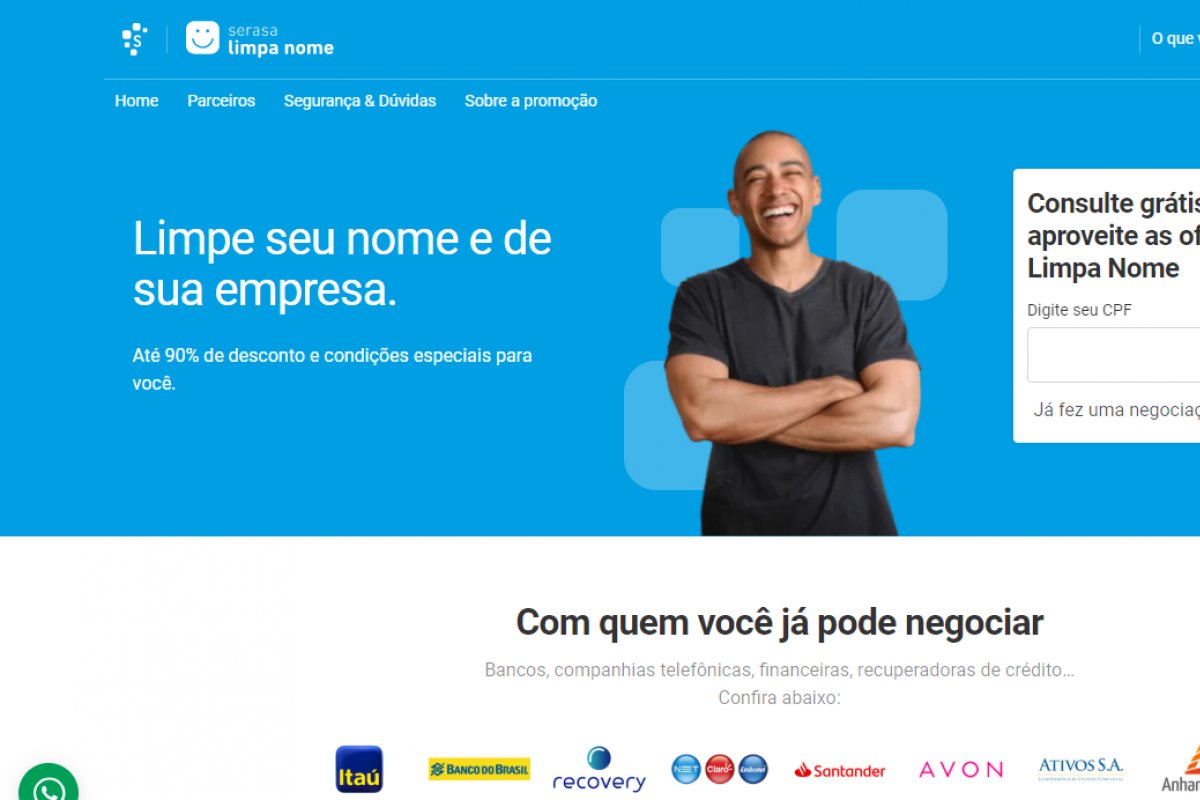 Serasa promove ação para consumidor limpar nome e quitar pequenas dívidas