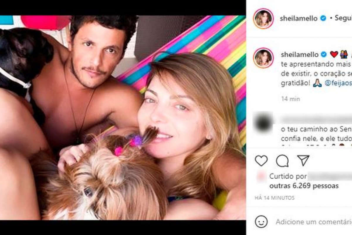 Sheila Mello aparece na web agarrada com o novo namorado