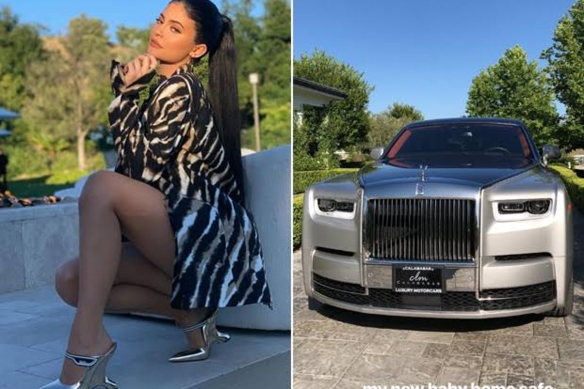 Kylie Jenner cola placa com o nome da filha em seu Rolls Royce avaliado em R$ 4, 2 milhões