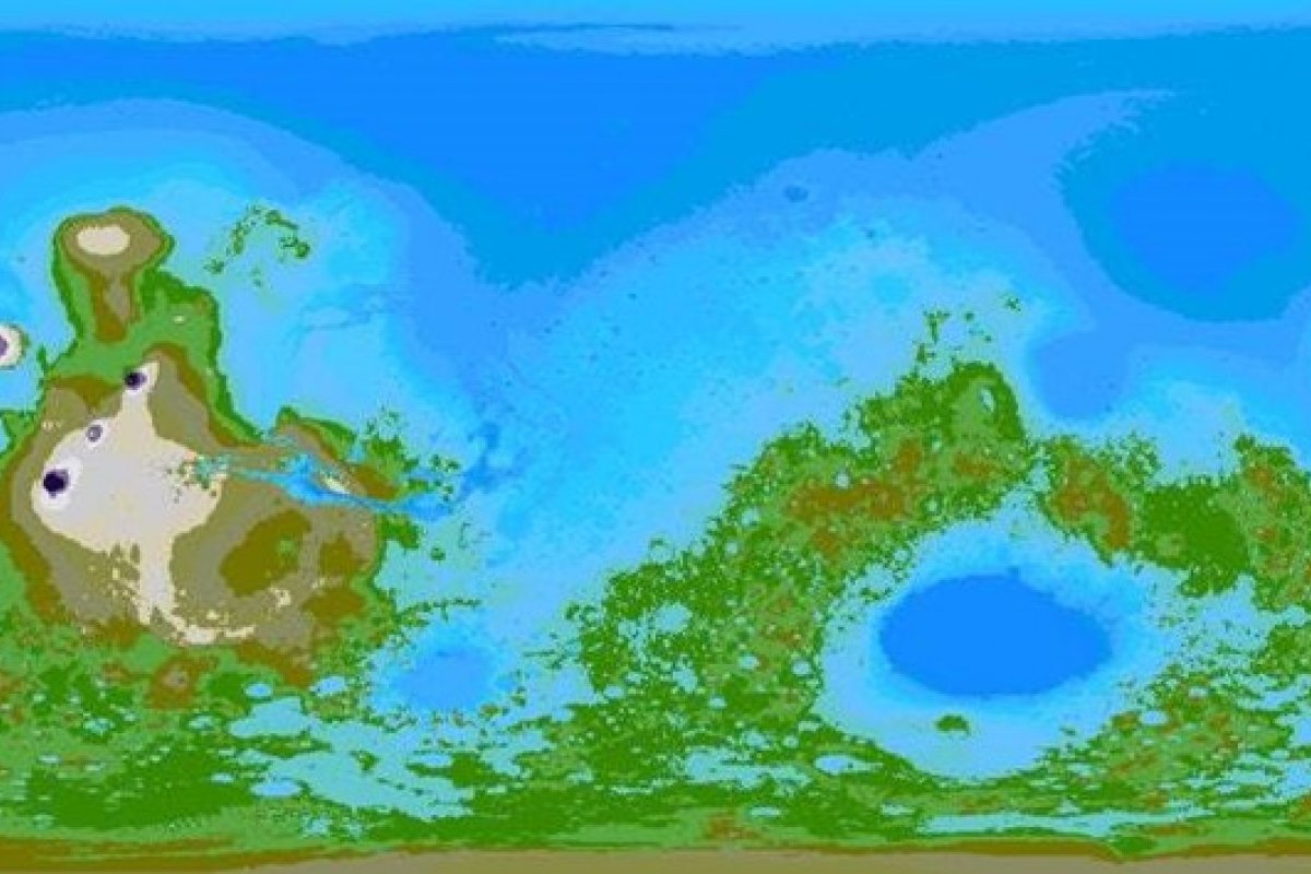 Estudante desenvolve mapa de como Marte seria se tivesse oceanos como os da Terra