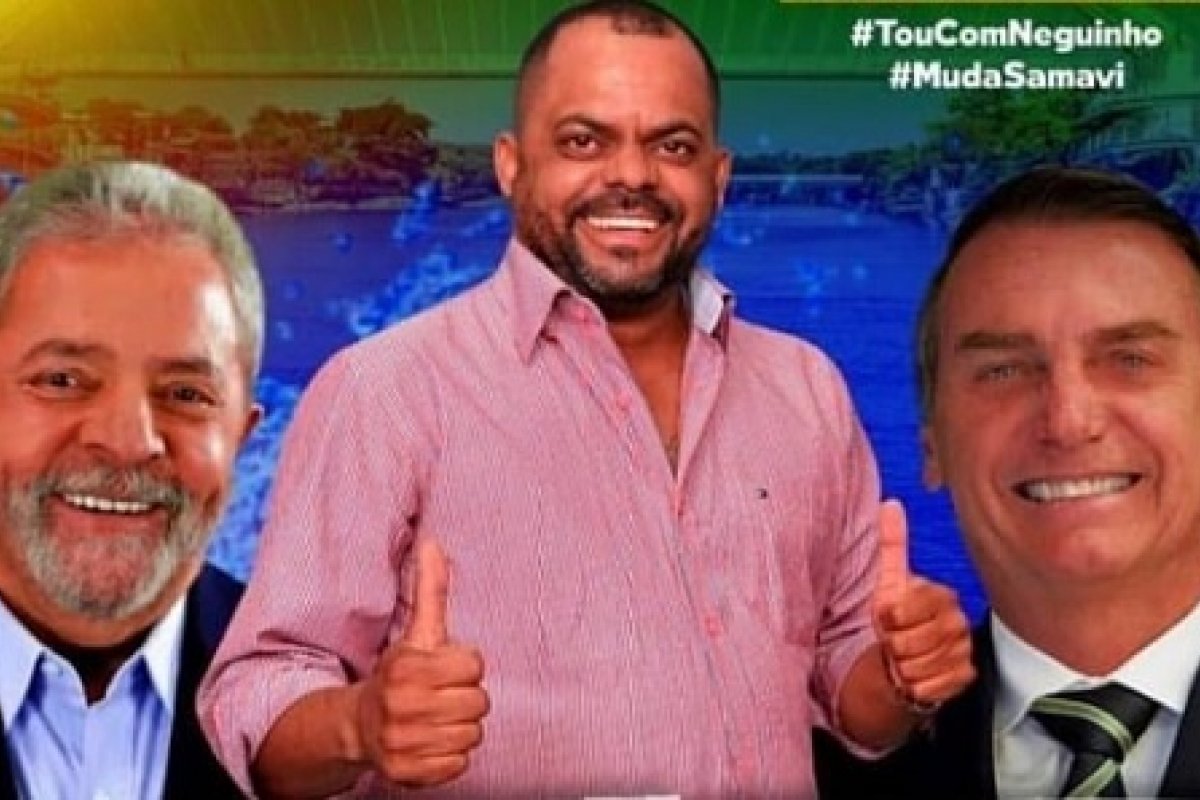 Pré-candidato a vereador divulga santinho com Bolsonaro e Lula