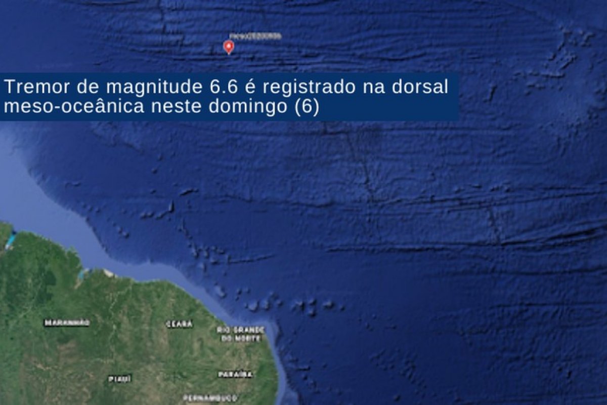 Terremoto é registrado no oceano ao norte do Ceará nesse domingo (6)
