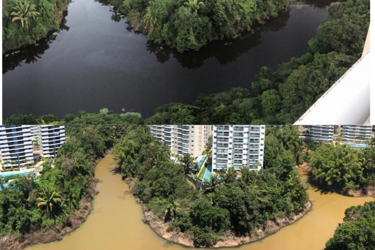 Moradores do Alphaville fazem abaixo-assinado para denunciar coloração e redução de água em lagoa de Salvador 