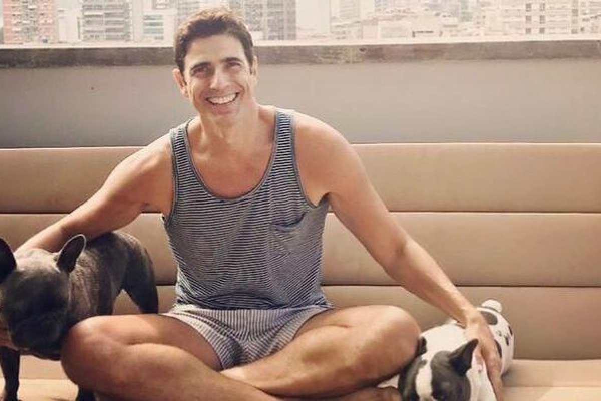 Reynaldo Gianecchini curte o domingão com seus cachorros