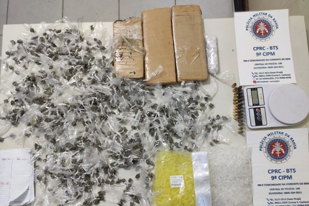 Suspeito de tráfico é preso com drogas e munições na Fazenda Grande do Retiro