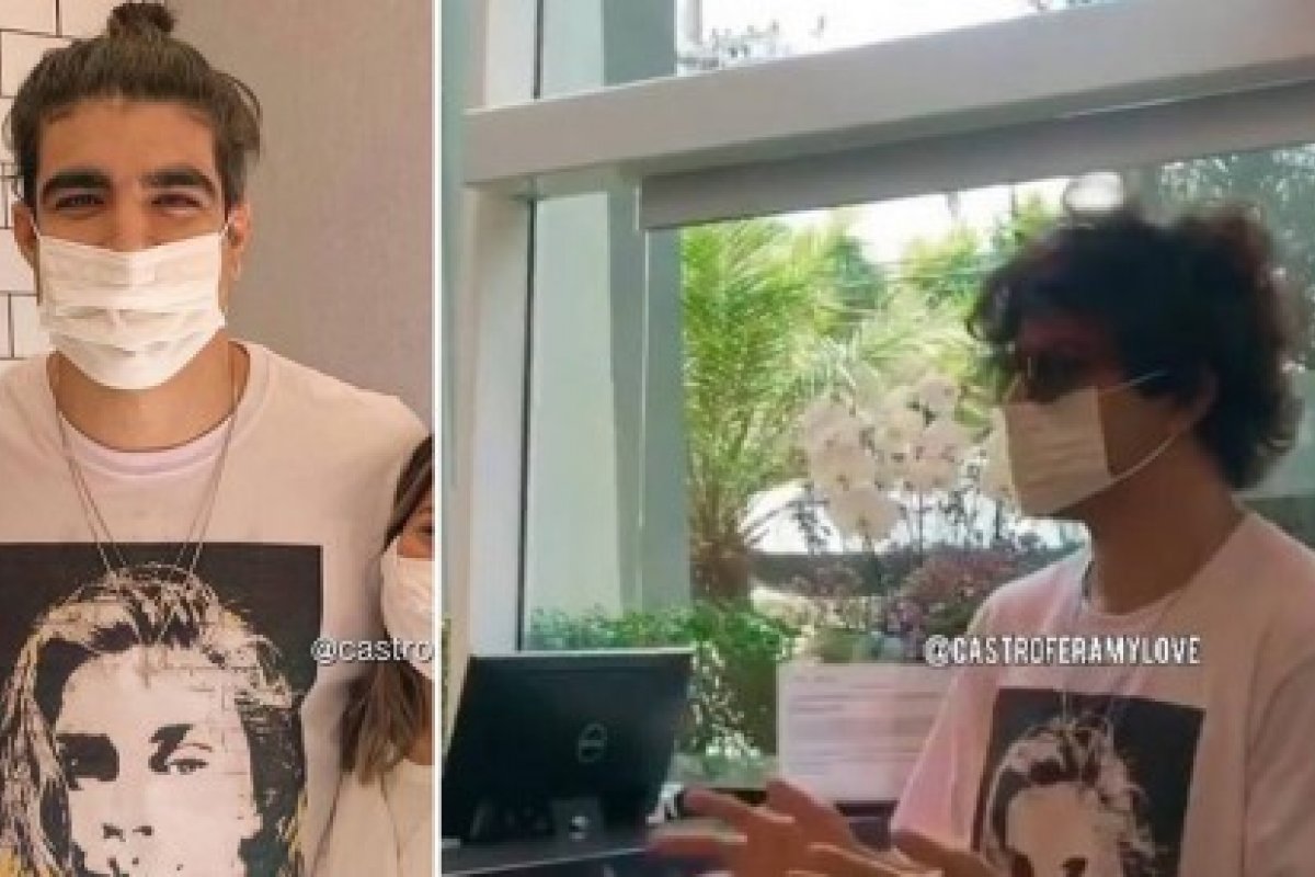 Veja vídeo: Caio Castro usa camiseta com estampa de Grazi Massafera durante passeio com a atriz