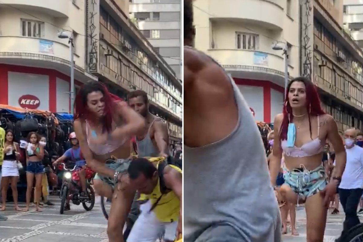 Vídeo: Homem apanha na rua ao chamar travesti de Saci