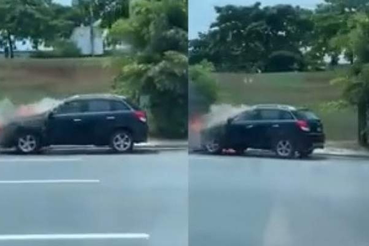 Vídeo: Carro pega fogo na Av. Paralela, em Salvador