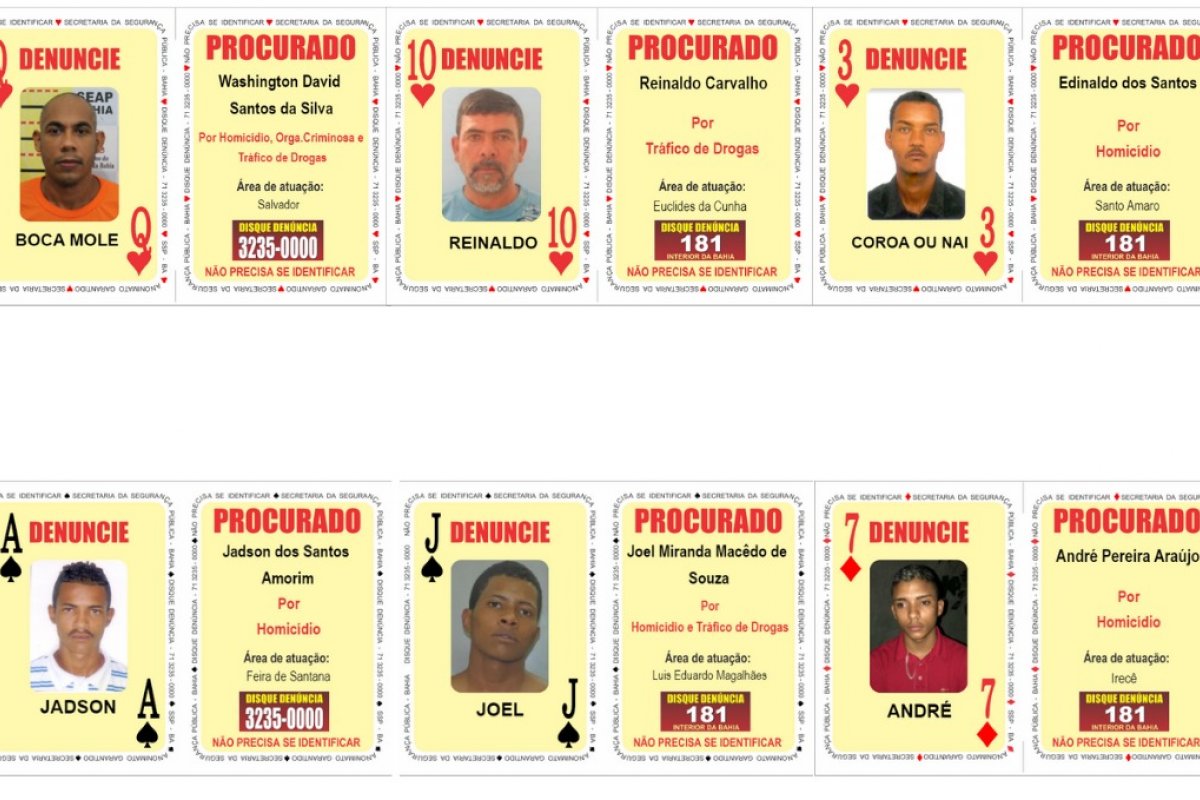 Baralho do Crime inclui seis novos foragidos da Justiça