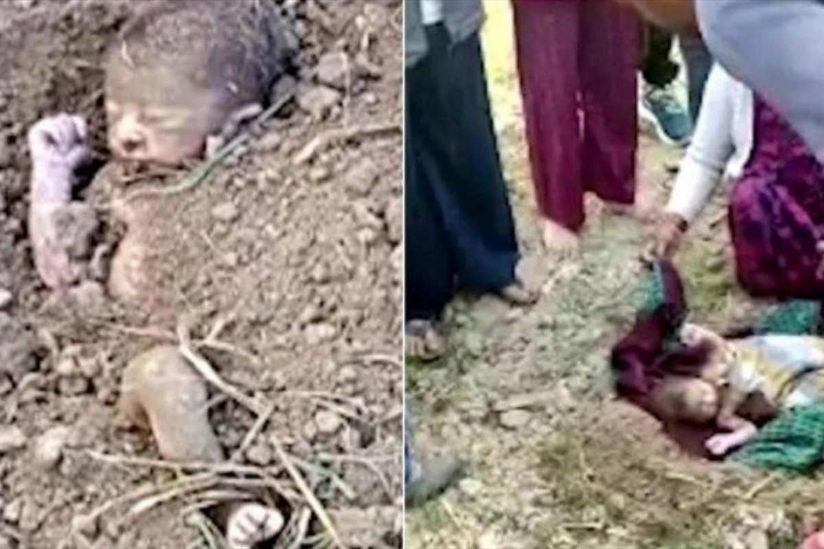 Recém-nascido é resgatado após ser enterrado vivo