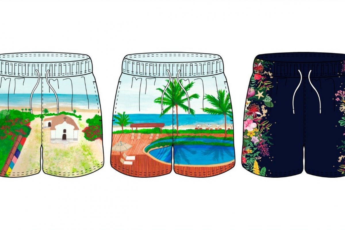 Pousada Estrela D'Água, de Trancoso, imprime as cores do verão 2020-2021 em shorts e bermudas exclusivos