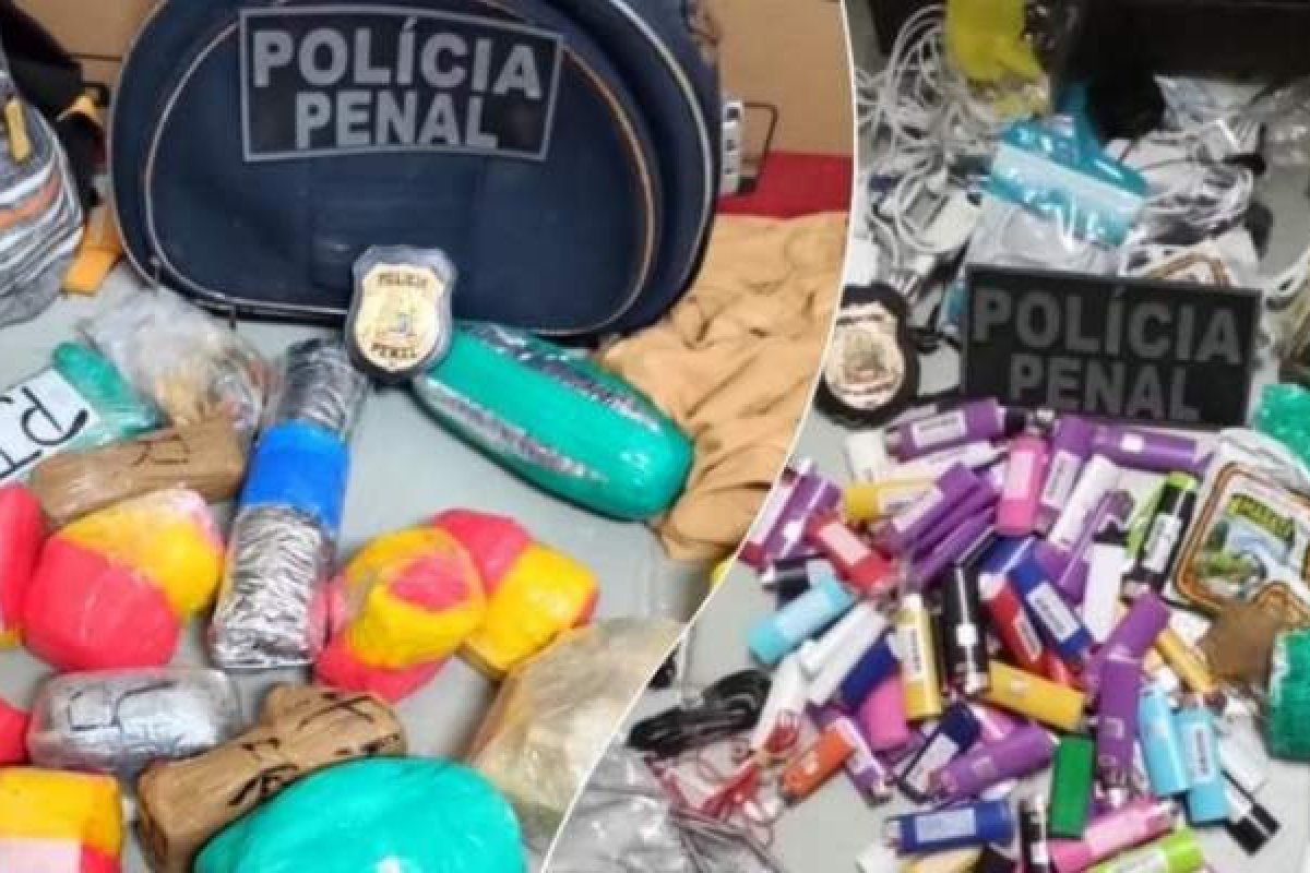 Drogas, celulares e carregadores são apreendidos depois de serem arremessados para presídio de Salvador