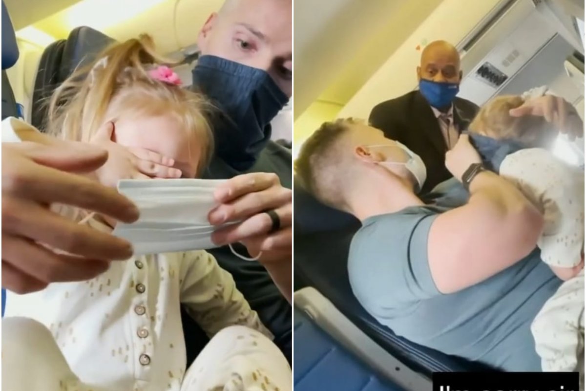 Família é expulsa de avião após filha de 2 anos se recusar usar máscara