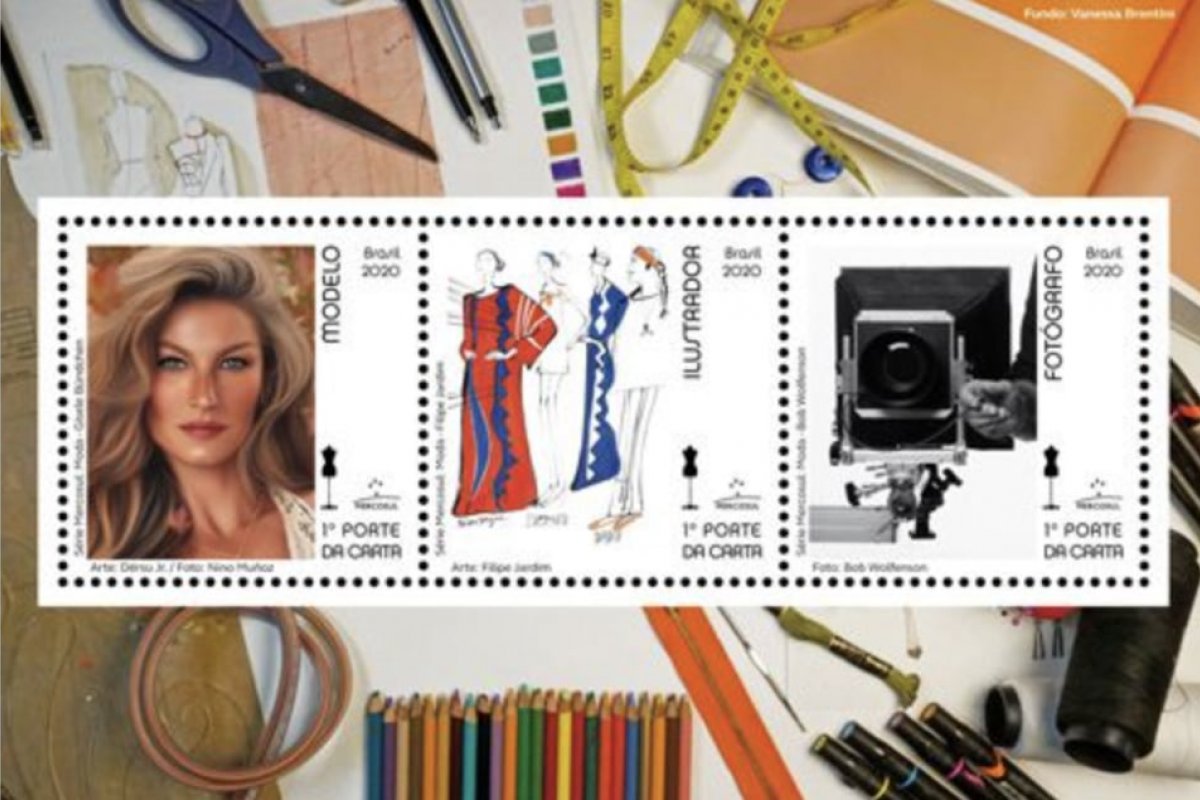 Para homenagear a moda, Gisele Bündchen é o rosto de novo selo dos Correios