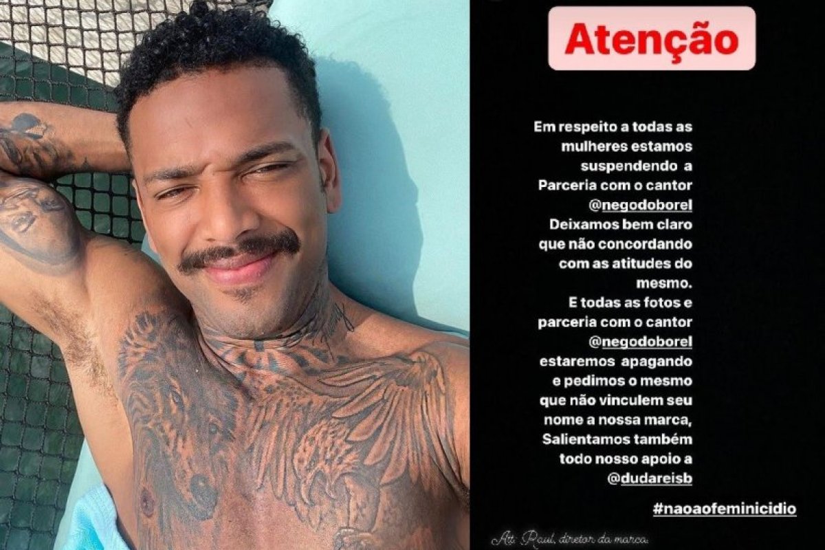 Após as acusações da ex-noiva, marca cancela parceria com Nego do Borel