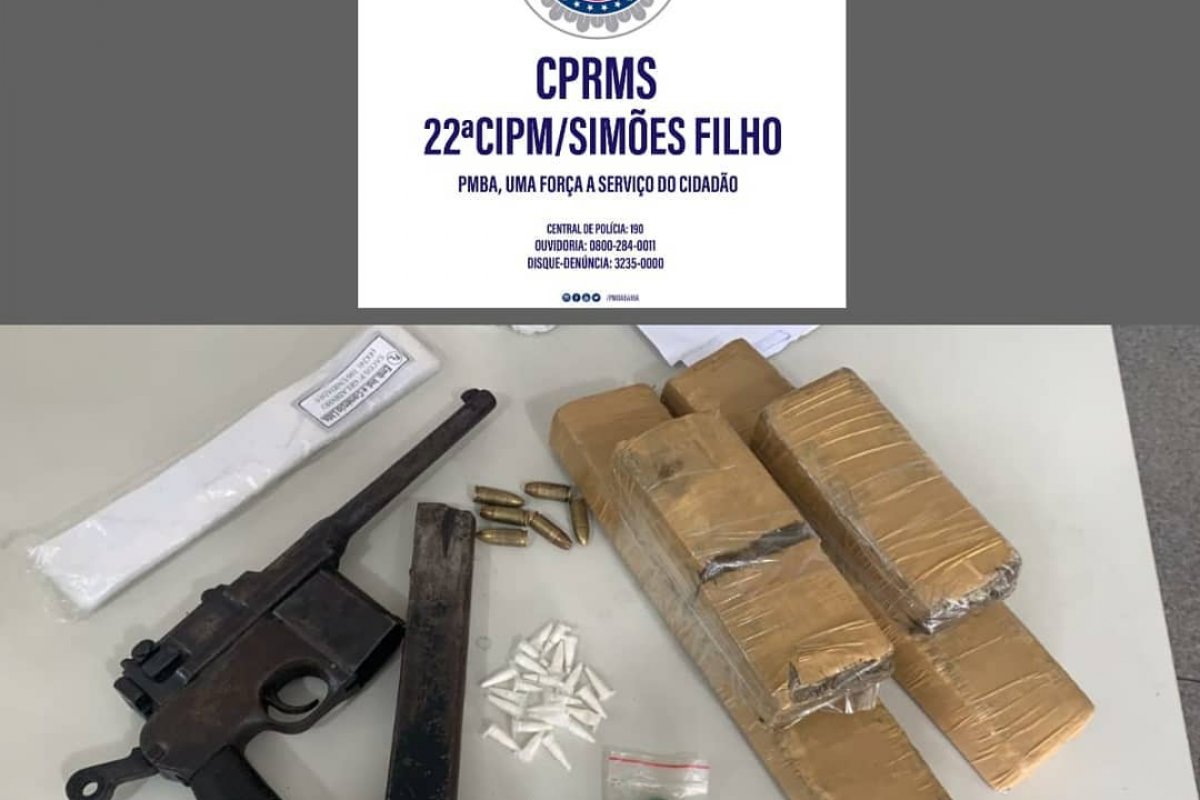 Polícia apreende drogas, pistola e munições em Simões Filho