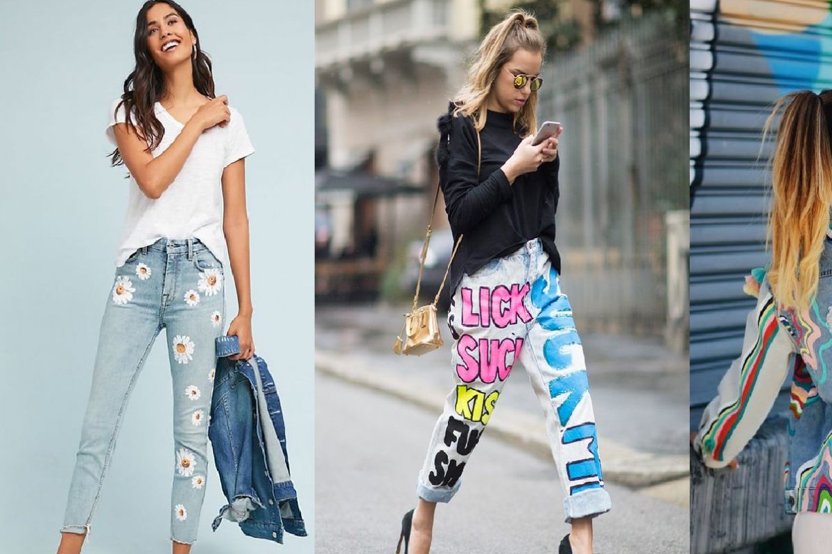Pintura à mão no jeans é tendência