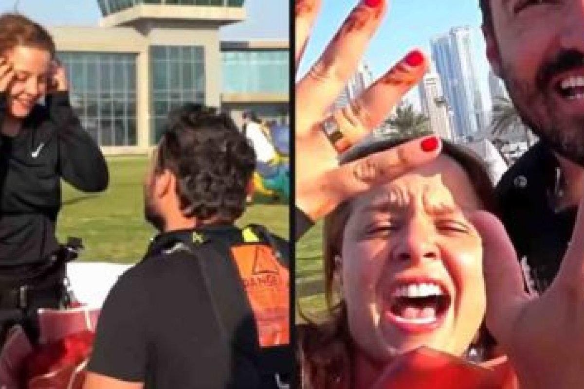 Será que agora vai? Após salto de paraquedas, Fernando pede Maiara em casamento