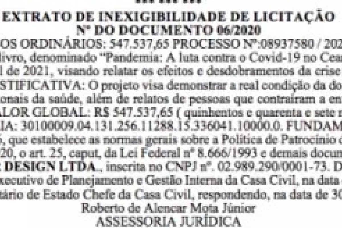 Governo do Ceará destina R$ 547 mil para patrocínio de livro sobre a pandemia