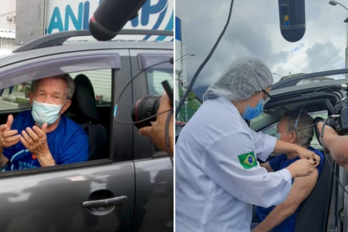 Aos 88 anos, Léo Batista é vacinado contra Covid-19 no Rio de Janeiro