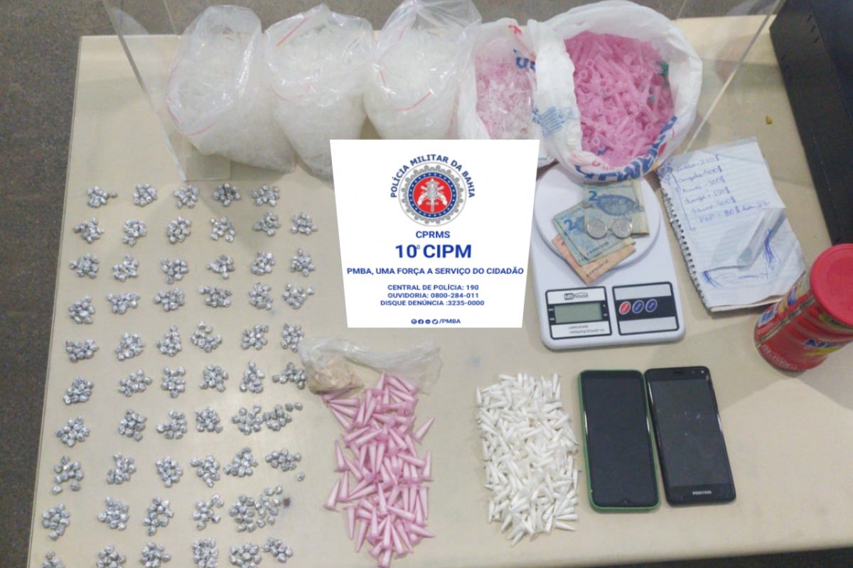 Dupla é presa com cerca de cinco mil embalagens de cocaína e drogas em Candeias