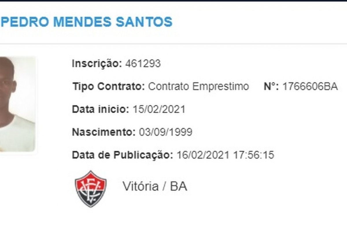 Reforço do Vitória, João Pedro é regularizado e pode fazer estreia contra o Unirb nesta quarta (17)