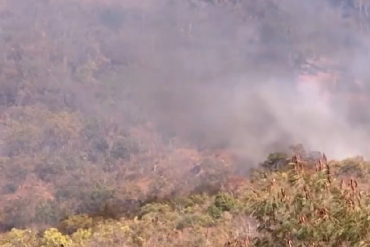 Bahia: incêndio atinge vegetação da Serra da Bandeira