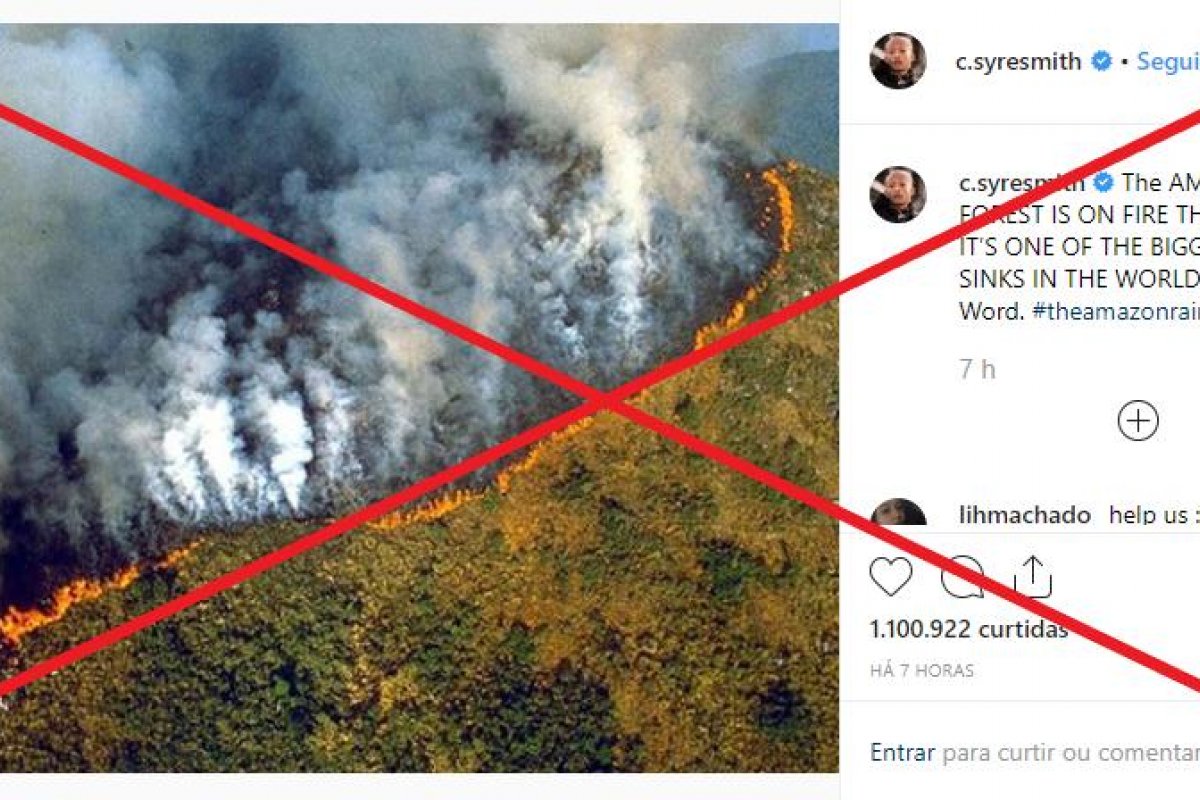 Foto que mostra a Floresta Amazônica tomada por fumaça é fake news