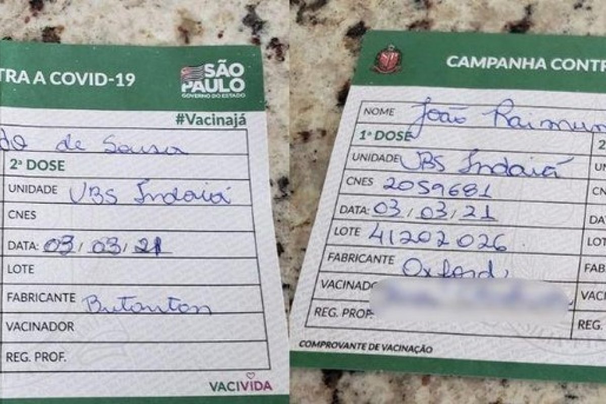 Idoso recebe doses diferentes de vacinas contra a covid-19 em cidade de SP