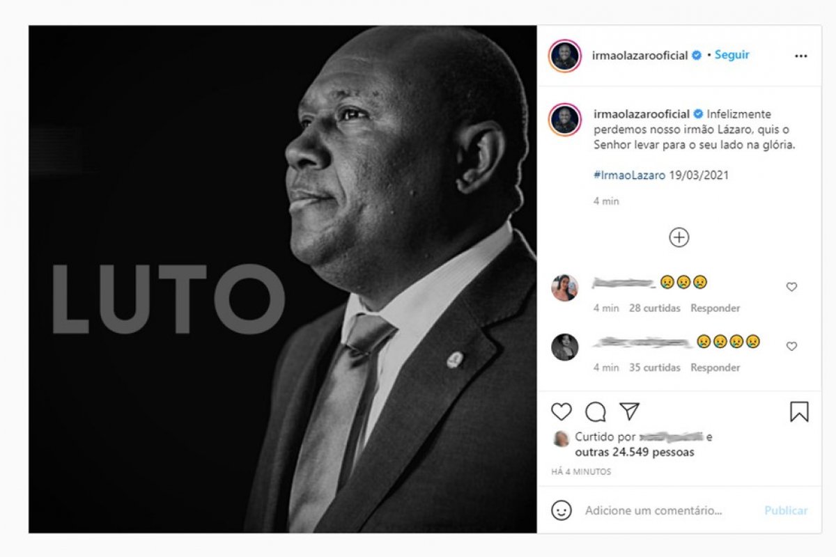 Rui Costa e Bruno Reis lamentam morte do vereador Irmão Lázaro nas redes sociais