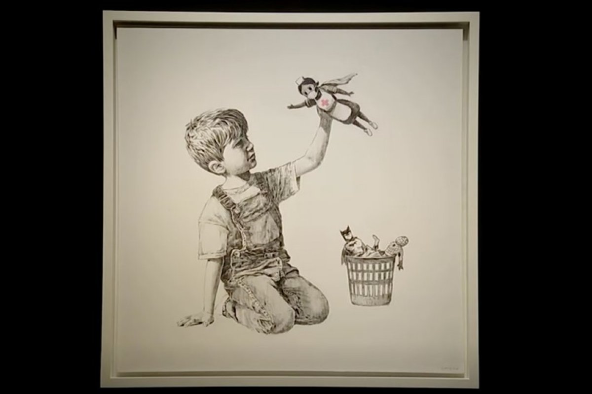 Homenagem de Banksy a profissionais de saúde é leiloada por cerca de R$ 127 milhões