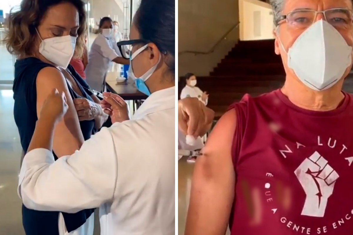 Eliane Giardini e Paulo Betti recebem a primeira dose contra a Covid-19