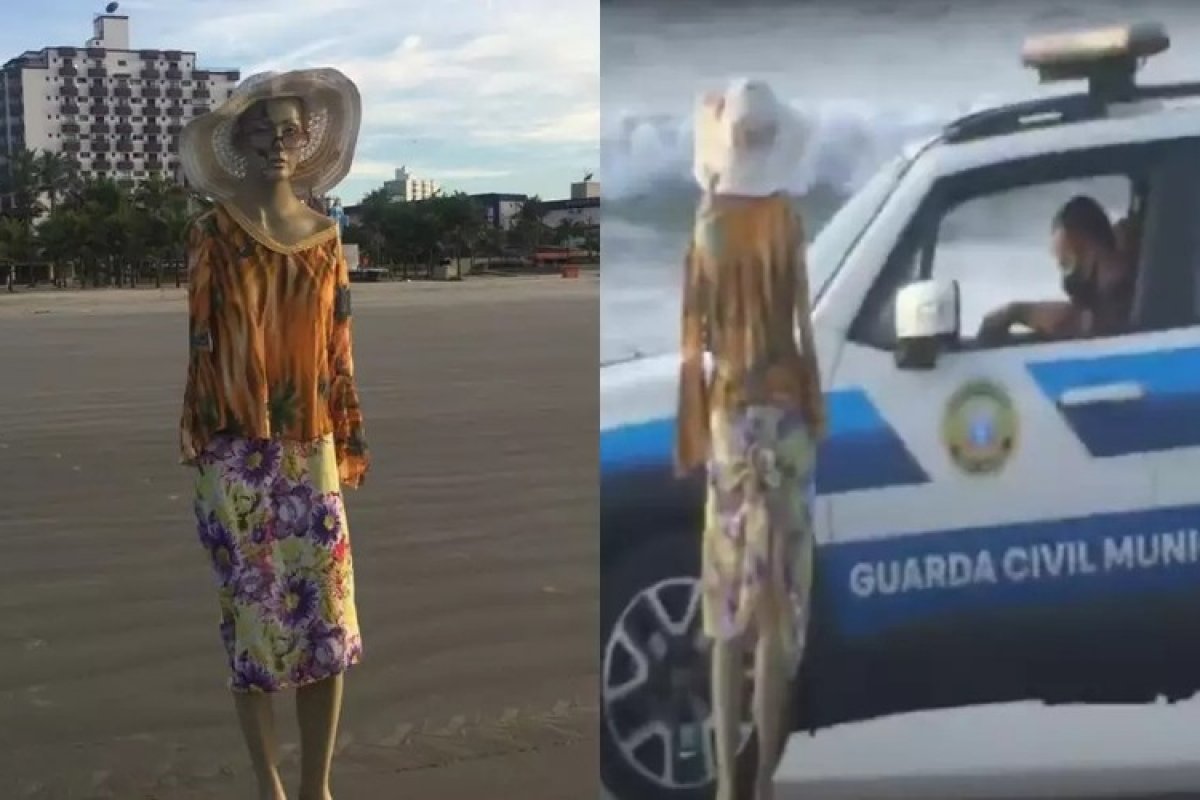 Homem é detido após fazer "pegadinha" com manequim em uma praia de SP