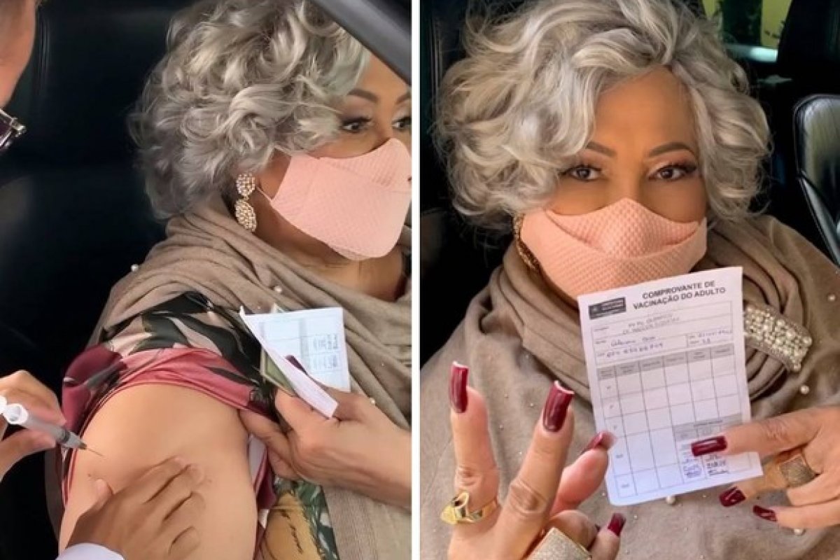 Alcione toma a segunda dose da vacina contra Covid-19